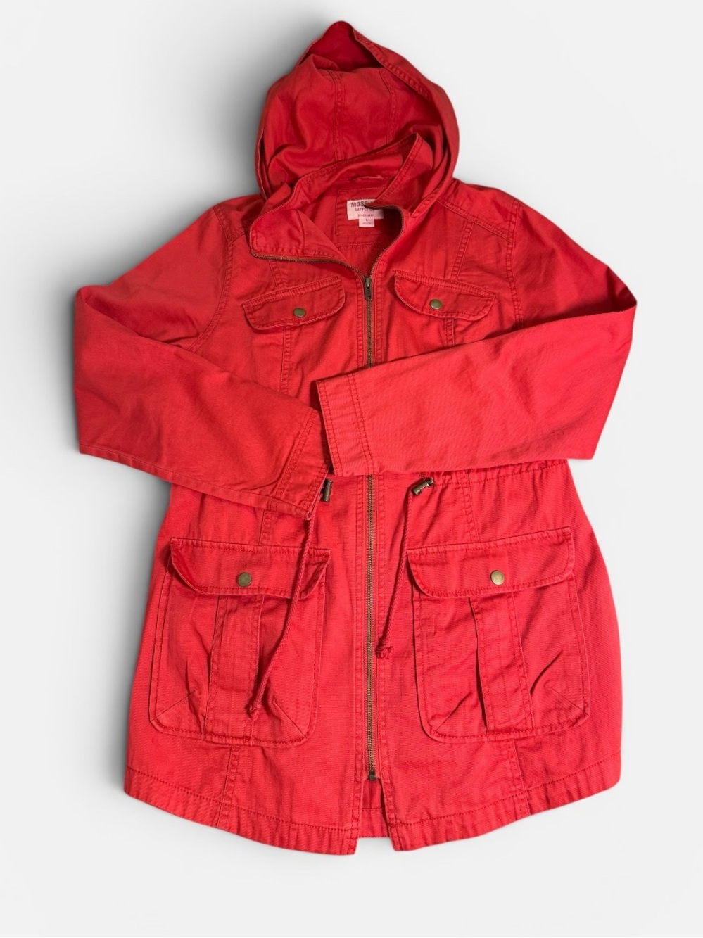 Mossimo Supply Co. Bright Red Hooded Utility Jacket